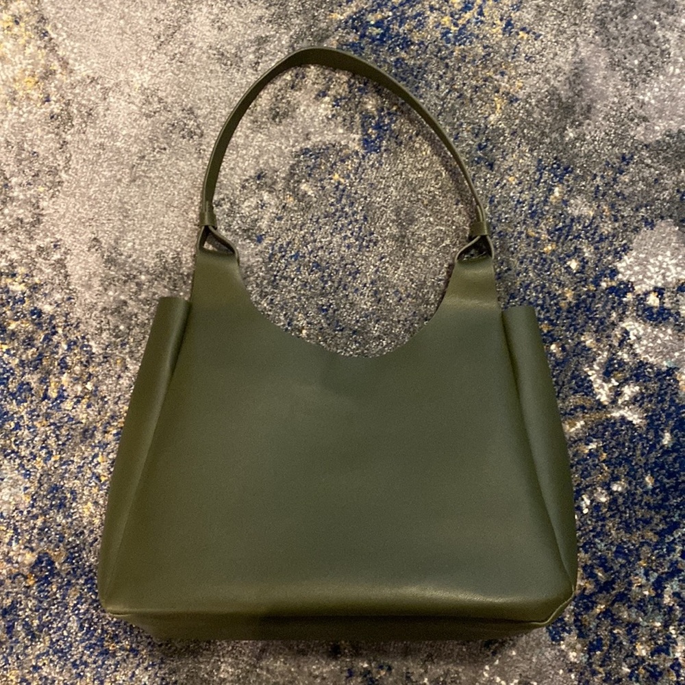 Neiman Marcus Vegan Leather Bag, Olive Green